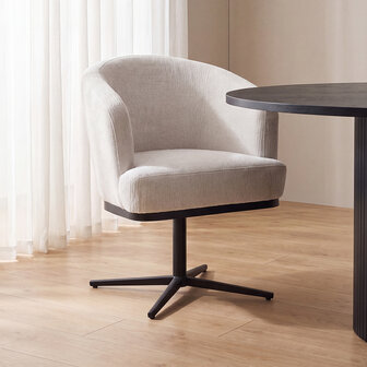 LABEL51 Eetkamerstoel Cannes - Naturel - Tresor - Zwart Metaal