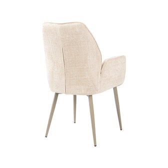 LABEL51 Eetkamerstoel Mayson - Naturel - Cremona - Taupe Metaal