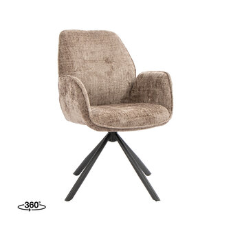 LABEL51 Eetkamerstoel Jill - Taupe - Cremona - Zwart Metaal