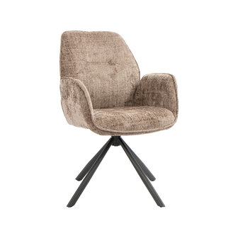 LABEL51 Eetkamerstoel Jill - Taupe - Cremona - Zwart Metaal