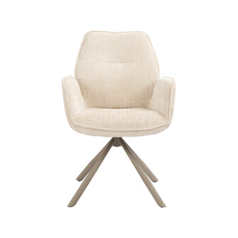 LABEL51 Eetkamerstoel Jill - Naturel - Cremona - Taupe Metaal