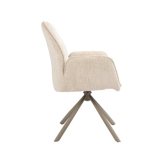 LABEL51 Eetkamerstoel Jill - Naturel - Cremona - Taupe Metaal