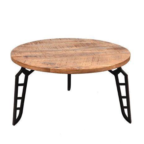LABEL51 Salontafel Flintstone - Rough - Mangohout - Rond - 80 cm