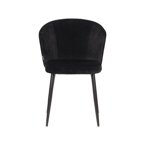 LABEL51 Eetkamerstoel Wave - Zwart - Fluweel - Black Frame
