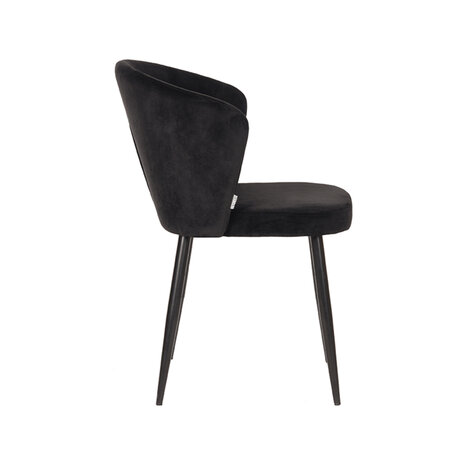 LABEL51 Eetkamerstoel Wave - Zwart - Fluweel - Black Frame