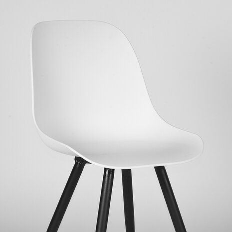 LABEL51 Eetkamerstoel Monza - Wit - Kunststof - Black Frame