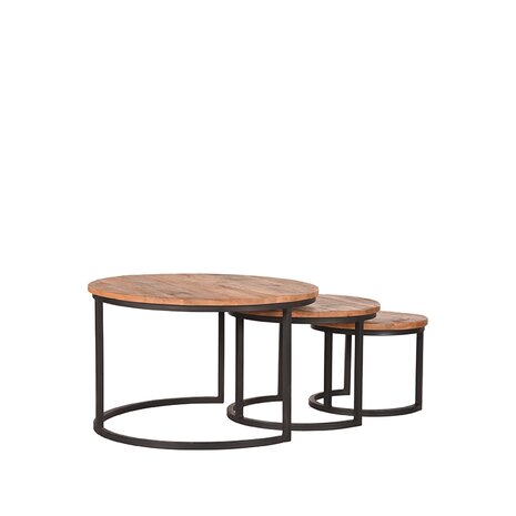 LABEL51 Salontafel Set Triplet - Rough - Mangohout - 60 cm - Rond