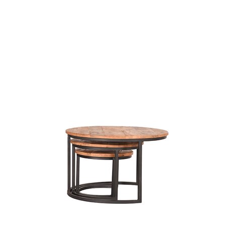 LABEL51 Salontafel Set Triplet - Rough - Mangohout - 60 cm - Rond