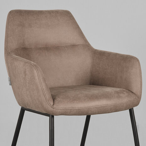 LABEL51 Eetkamerstoel Lenny - Taupe - Micro Suede - Black Frame