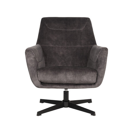 LABEL51 Fauteuil Toby - Antraciet - Velours