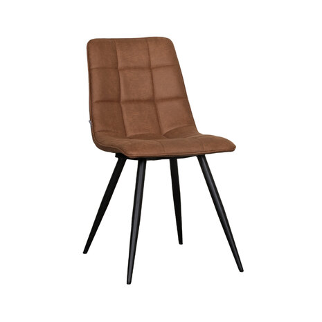 LABEL51 Eetkamerstoel Bistro - Cognac - Micro Suede - Black Frame