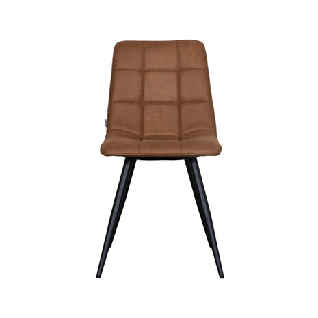 LABEL51 Eetkamerstoel Bistro - Cognac - Micro Suede - Black Frame