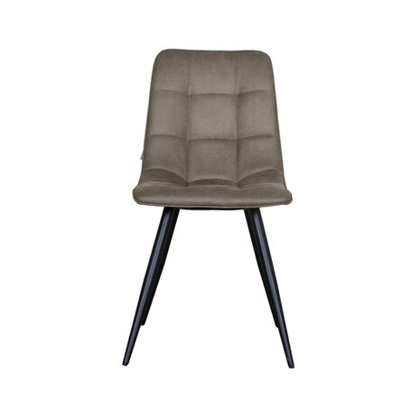 LABEL51 Eetkamerstoel Bistro - Taupe - Micro Suede - Black Frame