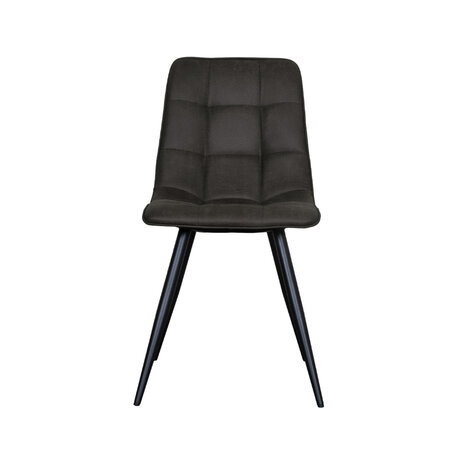 LABEL51 Eetkamerstoel Bistro - Antraciet - Micro Suede - Black Frame