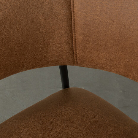 LABEL51 Eetkamerstoel Luuk - Cognac - Micro Suede - Black Frame