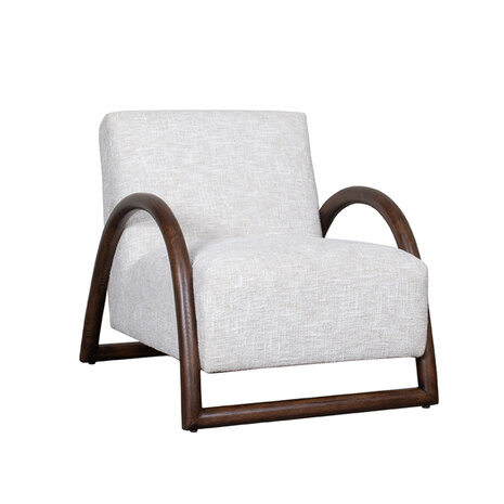 LABEL51 Fauteuil Viggo - Naturel - Boucle - Walnoot onderstel