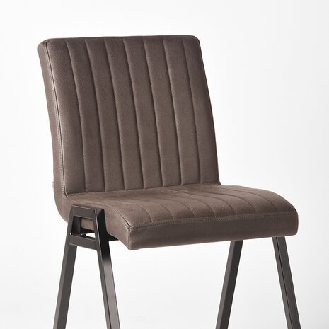 LABEL51 Eetkamerstoel Matz - Antraciet - Microfiber - Black Frame