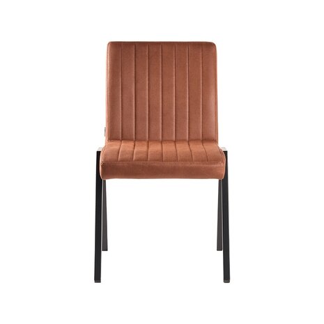 LABEL51 Eetkamerstoel Matz - Cognac - Microfiber - Black Frame