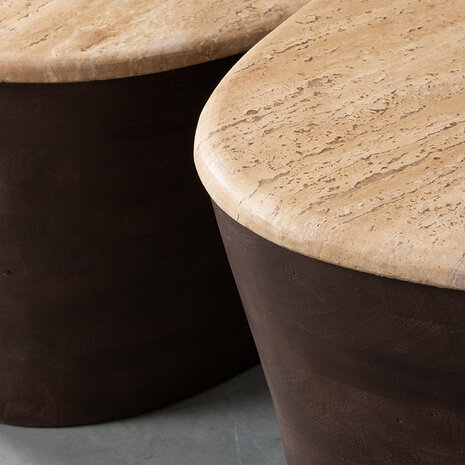 LABEL51 Salontafel I_Ravi - Espresso - Travertin - 110 cm