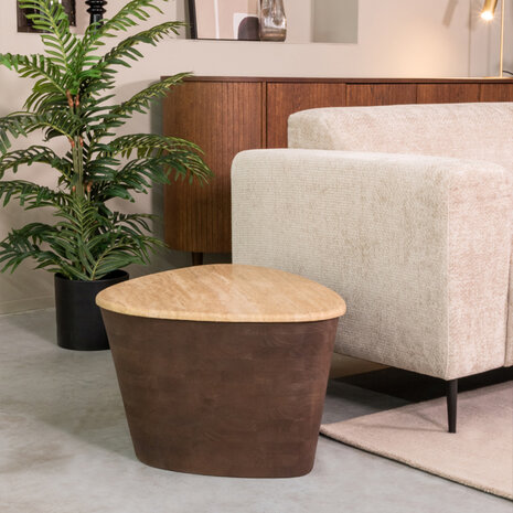 LABEL51 Salontafel I_Ravi - Espresso - Travertin - 70 cm