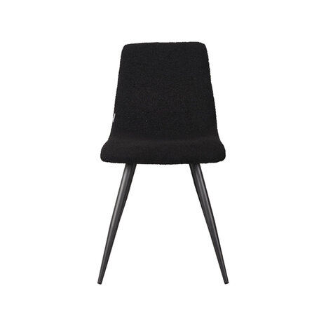 LABEL51 Eetkamerstoel Jep - Zwart - Teddy - Zwart Metalen Frame