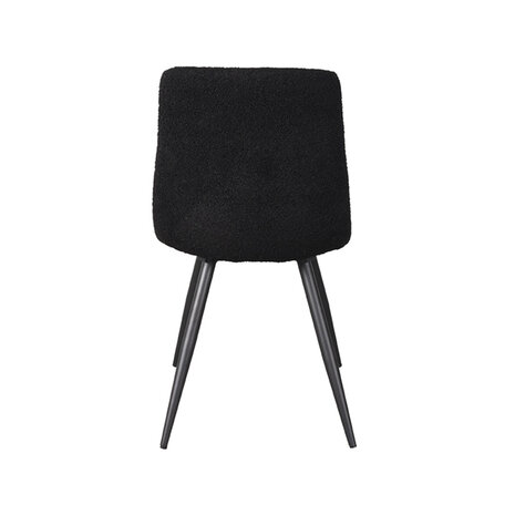 LABEL51 Eetkamerstoel Jep - Zwart - Teddy - Zwart Metalen Frame