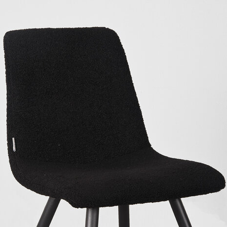 LABEL51 Eetkamerstoel Jep - Zwart - Teddy - Zwart Metalen Frame