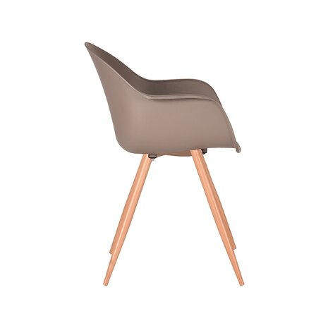 LABEL51 Eetkamerstoel Parma - Coffee - Kunststof - Naturel Houtlook Frame