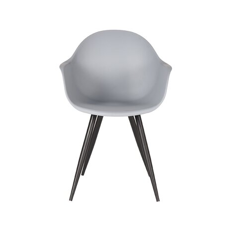 LABEL51 Eetkamerstoel Luca - Grijs - Kunststof - Zwart Metalen Frame