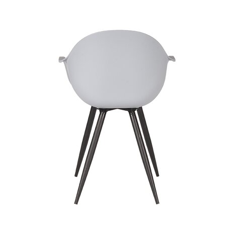 LABEL51 Eetkamerstoel Luca - Grijs - Kunststof - Zwart Metalen Frame