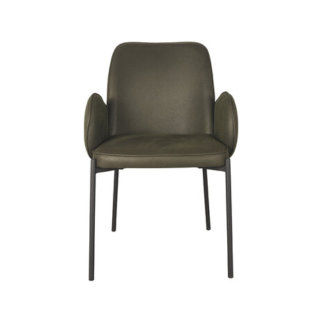 LABEL51 Eetkamerstoel Jari - Army - Microvezel - Zwart Metalen Frame