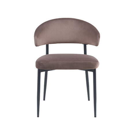 LABEL51 Eetkamerstoel Bliss - Taupe - Fluweel - Zwart Metalen Frame
