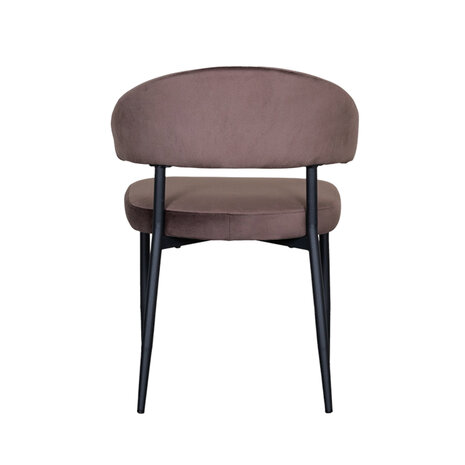 LABEL51 Eetkamerstoel Bliss - Taupe - Fluweel - Zwart Metalen Frame