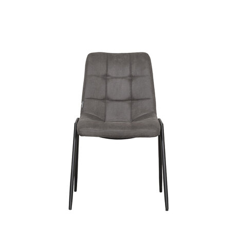 LABEL51 Eetkamerstoel Noor - Antraciet - Micro Suede - Zwart Metalen Frame