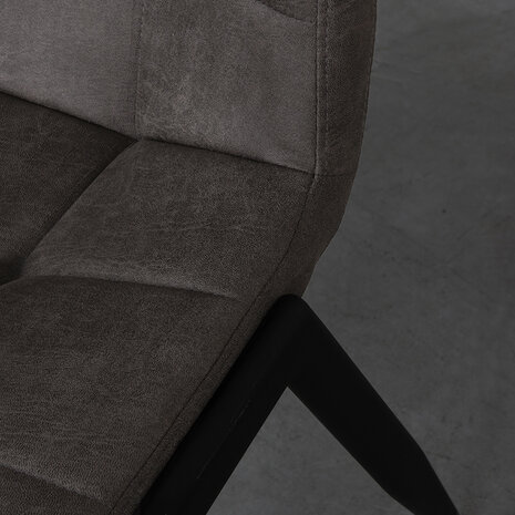 LABEL51 Eetkamerstoel Noor - Antraciet - Micro Suede - Zwart Metalen Frame