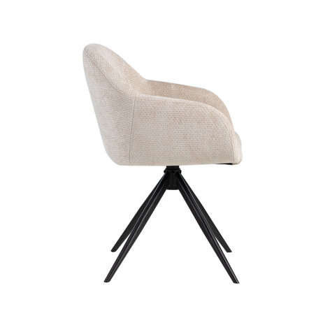 LABEL51 Eetkamerstoel Fiby - Naturel - Elite - Zwart Metalen Frame