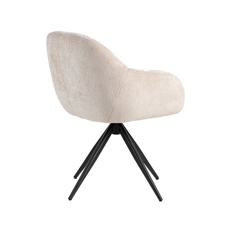 LABEL51 Eetkamerstoel Esma - Naturel - Elite - Zwart Metalen Frame