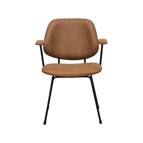 LABEL51 Eetkamerstoel Rivano - Cognac - Micro Suede - Zwart Metalen Frame