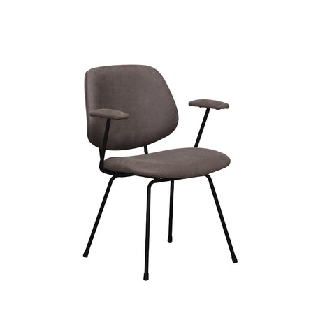 LABEL51 Eetkamerstoel Rivano - Taupe - Micro Suede - Zwart Metalen Frame