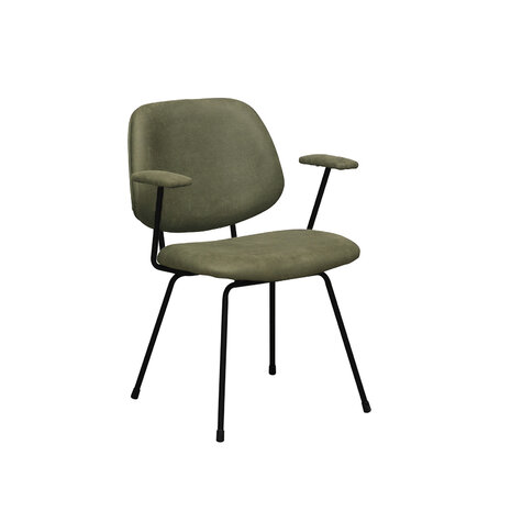 LABEL51 Eetkamerstoel Rivano - Moss - Micro Suede - Zwart Metalen Frame