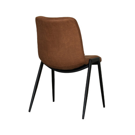 LABEL51 Eetkamerstoel Noor - Cognac - Micro Suede - Zwart Metalen Frame