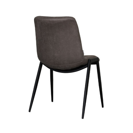 LABEL51 Eetkamerstoel Noor - Taupe - Micro Suede - Zwart Metalen Frame