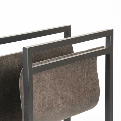 LABEL51 Magazinehouder - Antraciet - Leder - One Size