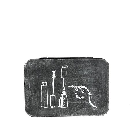 LABEL51 Opbergdozen en manden Make-Up opbergkist - Antiek Zwart - Metaal - One Size