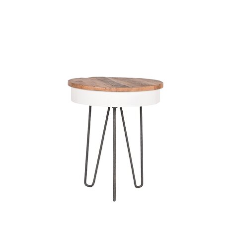 LABEL51 Bijzettafels Saria - Wit - Metaal - 44 cm - Rond