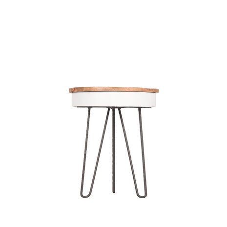 LABEL51 Bijzettafels Saria - Wit - Metaal - 44 cm - Rond