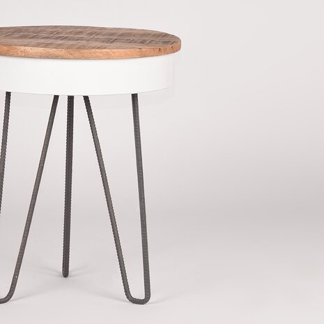 LABEL51 Bijzettafels Saria - Wit - Metaal - 44 cm - Rond