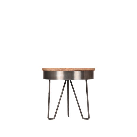 LABEL51 Bijzettafels Saran - Grijs - Metaal - 44 cm - Rond