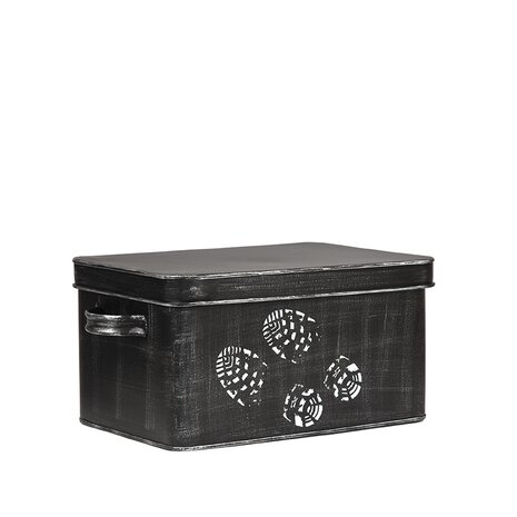 LABEL51 Opbergdozen en manden SchoenpoetsOpbergkist - Antiek Zwart - Metaal - One Size