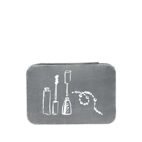 LABEL51 Opbergdozen en manden Make-Up opbergkist - Antiek Grijs - Metaal - One Size